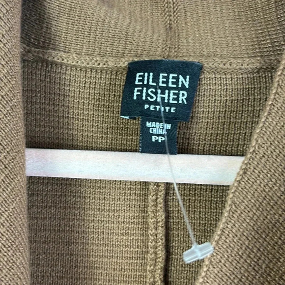 Eileen Fisher Hazelnut Brown Knit Interlock Drape Front Cardigan size P P cotton - Picture 2 of 9